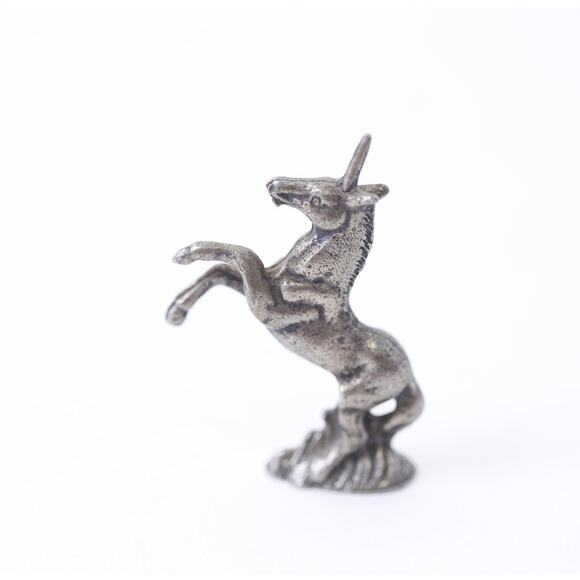 80s, Rearing, Unicorn, Pewter, Statue, Miniature, Game Piece, Statuette, Vintage - Picture 1 of 3